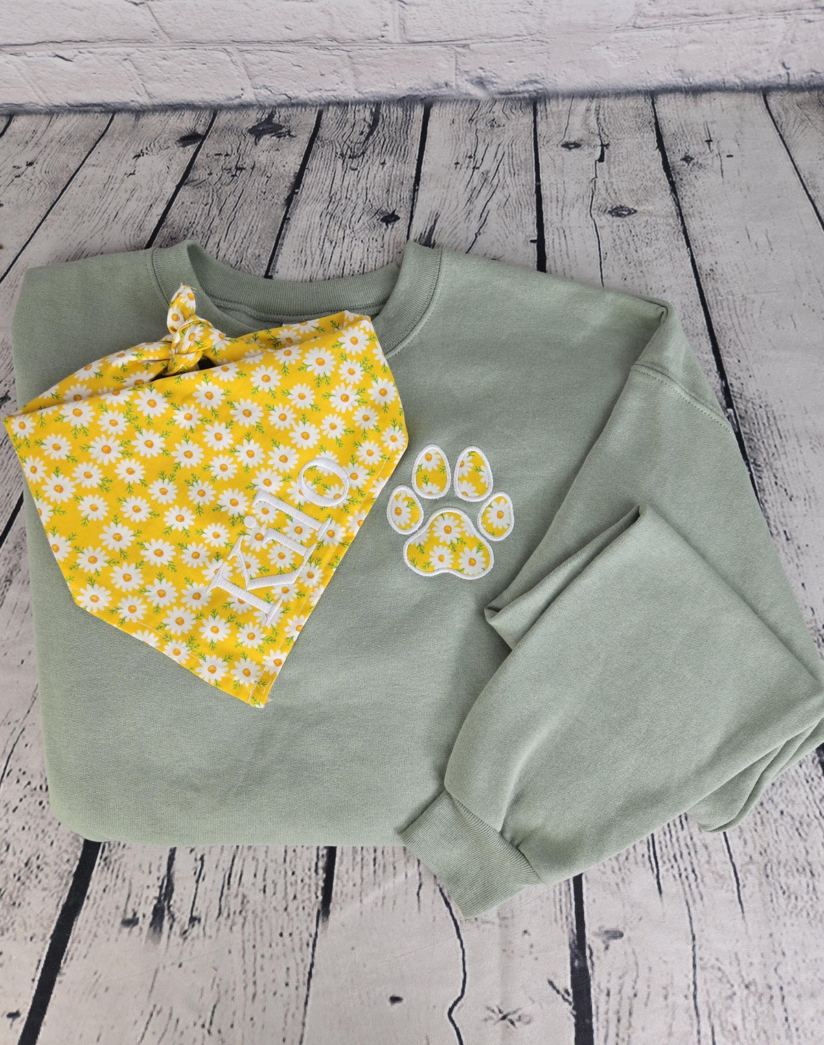 Personalized Dog Bandana & Paw Print Sweatshirt Set