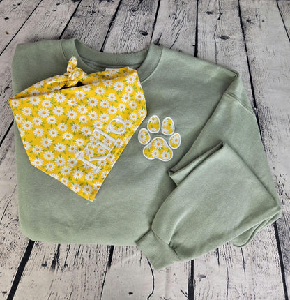 Personalized Dog Bandana & Paw Print Sweatshirt Set