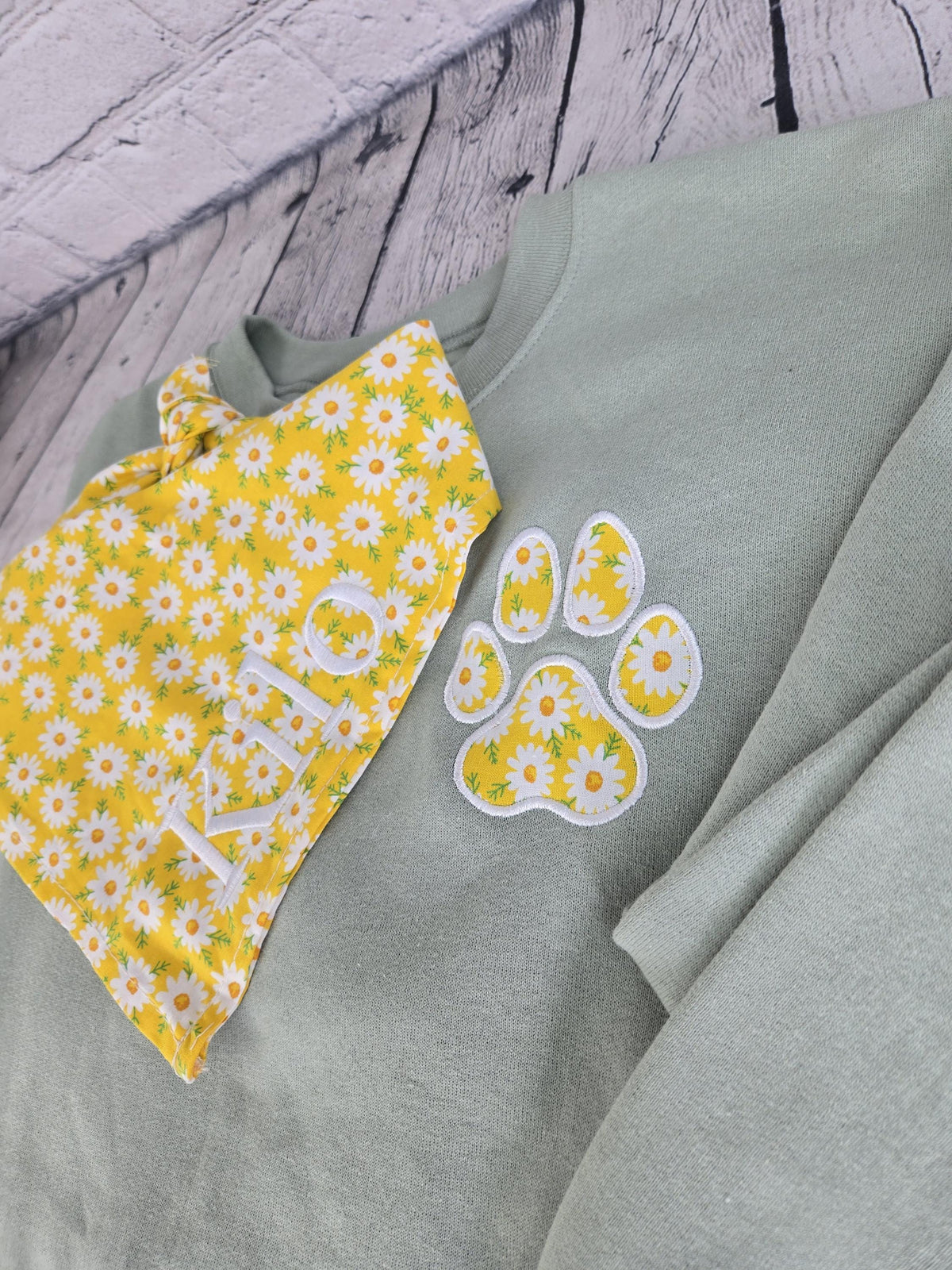 Personalized Dog Bandana & Paw Print Sweatshirt Set