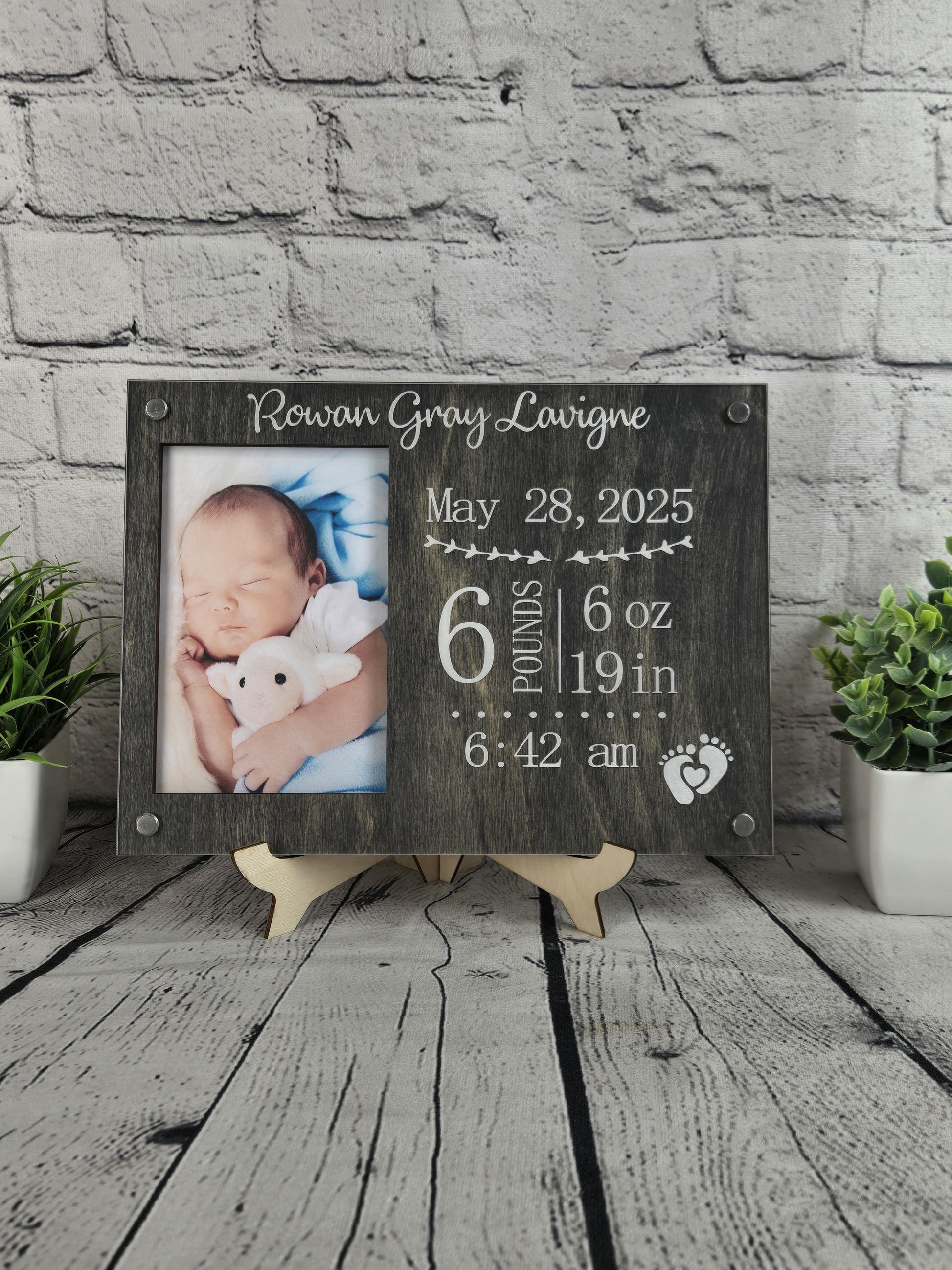 Personalized Birth Announcement Picture Frame | Gift for New Parents | Newborn Picture Frame | Birth Information Frame | New Nursery Décor