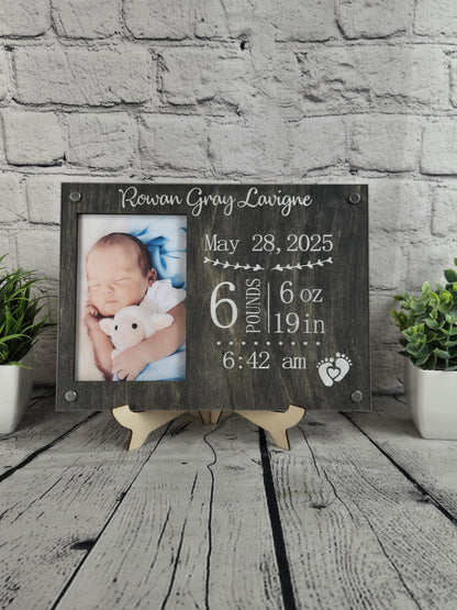 Personalized Birth Announcement Picture Frame | Gift for New Parents | Newborn Picture Frame | Birth Information Frame | New Nursery Décor