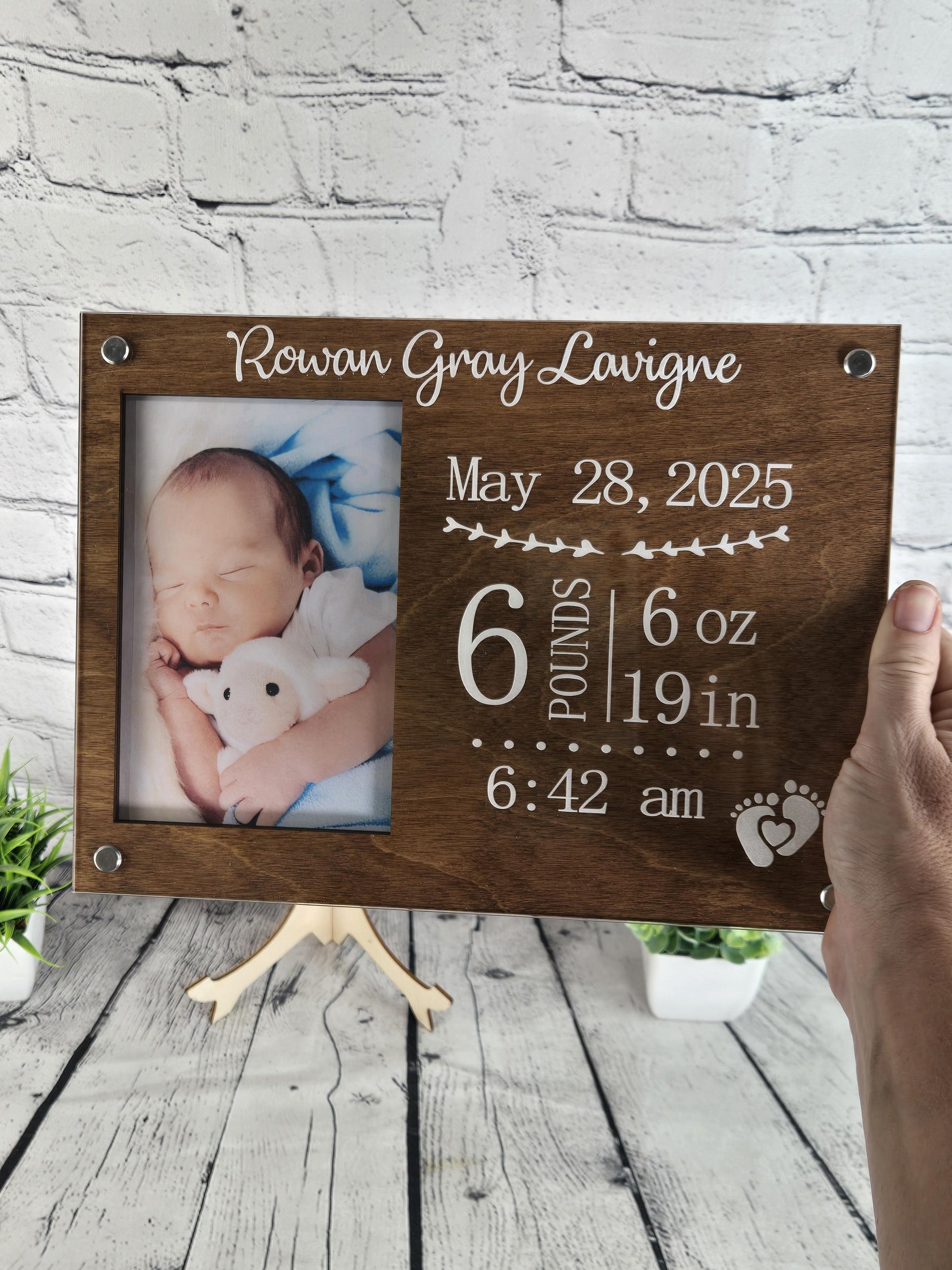 Personalized Birth Announcement Picture Frame | Gift for New Parents | Newborn Picture Frame | Birth Information Frame | New Nursery Décor