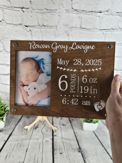 Personalized Birth Announcement Picture Frame | Gift for New Parents | Newborn Picture Frame | Birth Information Frame | New Nursery Décor