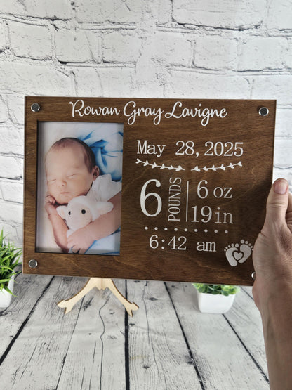Personalized Birth Announcement Picture Frame | Gift for New Parents | Newborn Picture Frame | Birth Information Frame | New Nursery Décor