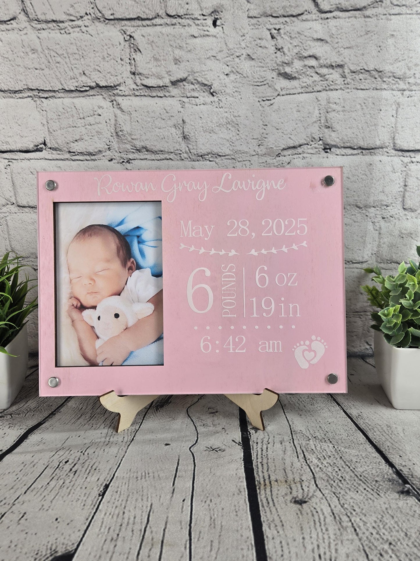 Personalized Birth Announcement Picture Frame | Gift for New Parents | Newborn Picture Frame | Birth Information Frame | New Nursery Décor