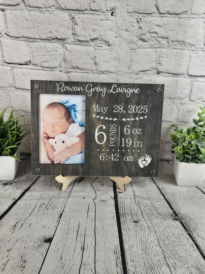Personalized Birth Announcement Picture Frame | Gift for New Parents | Newborn Picture Frame | Birth Information Frame | New Nursery Décor