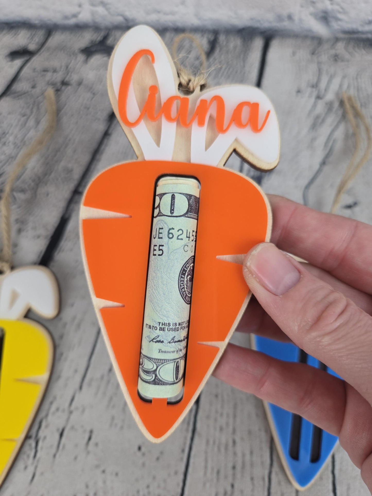 Personalized Easter Tag, Carrot Money Holder, Easter Carrot Tag, Easter Money Holder, Easter Cash Gift, Bunny Ear Tag, Kid Easter Gift