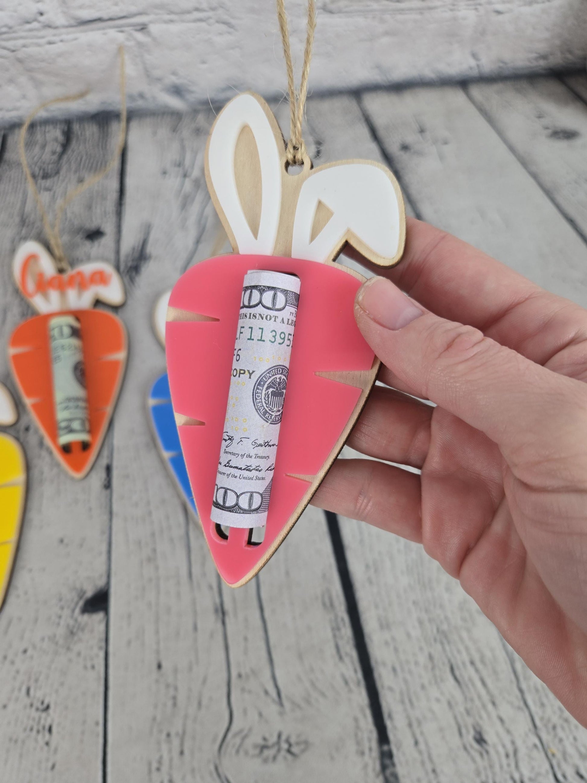 Personalized Easter Tag, Carrot Money Holder, Easter Carrot Tag, Easter Money Holder, Easter Cash Gift, Bunny Ear Tag, Kid Easter Gift