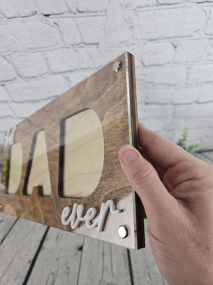 Best Dad Ever Picture Frame, Father’s Day Gift for Dad, 3 Photo Dad Frame, Personalized Wooden Dad Gift, New Dad Present, Gift from Kids