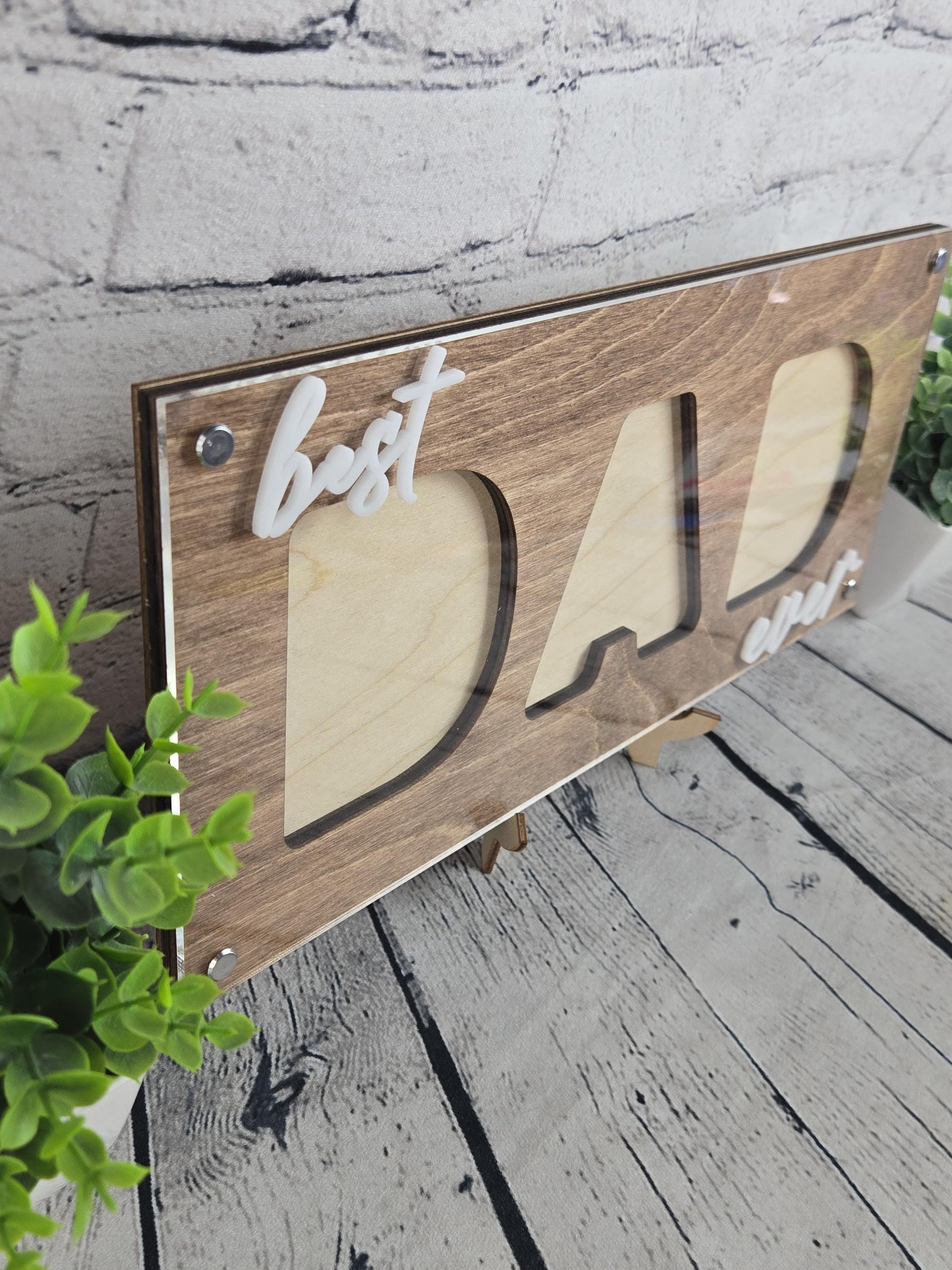 Best Dad Ever Picture Frame, Father’s Day Gift for Dad, 3 Photo Dad Frame, Personalized Wooden Dad Gift, New Dad Present, Gift from Kids
