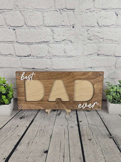 Best Dad Ever Picture Frame, Father’s Day Gift for Dad, 3 Photo Dad Frame, Personalized Wooden Dad Gift, New Dad Present, Gift from Kids
