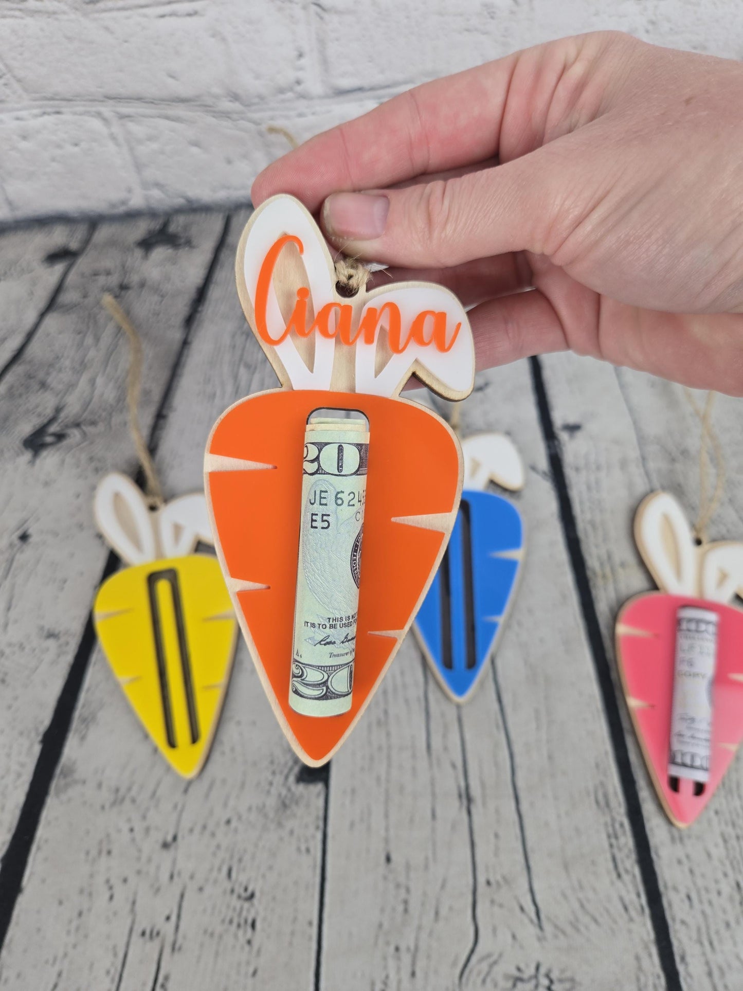 Personalized Easter Tag, Carrot Money Holder, Easter Carrot Tag, Easter Money Holder, Easter Cash Gift, Bunny Ear Tag, Kid Easter Gift