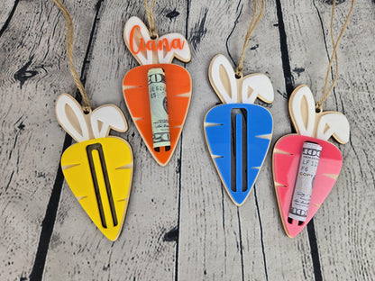 Personalized Easter Tag, Carrot Money Holder, Easter Carrot Tag, Easter Money Holder, Easter Cash Gift, Bunny Ear Tag, Kid Easter Gift