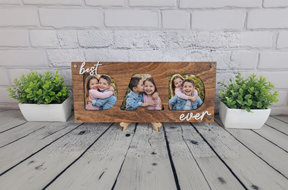 Best Dad Ever Picture Frame, Father’s Day Gift for Dad, 3 Photo Dad Frame, Personalized Wooden Dad Gift, New Dad Present, Gift from Kids