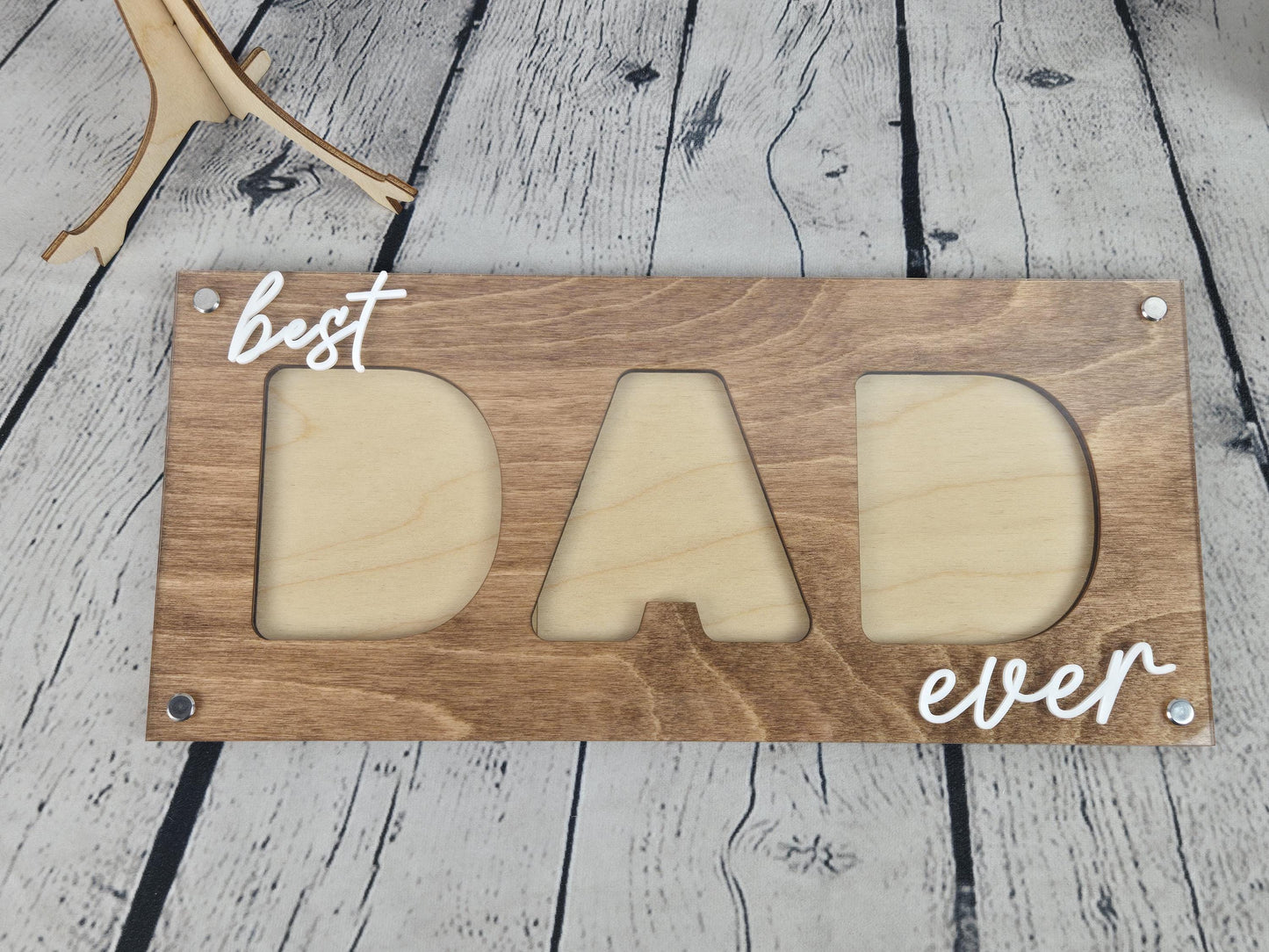 Best Dad Ever Picture Frame, Father’s Day Gift for Dad, 3 Photo Dad Frame, Personalized Wooden Dad Gift, New Dad Present, Gift from Kids