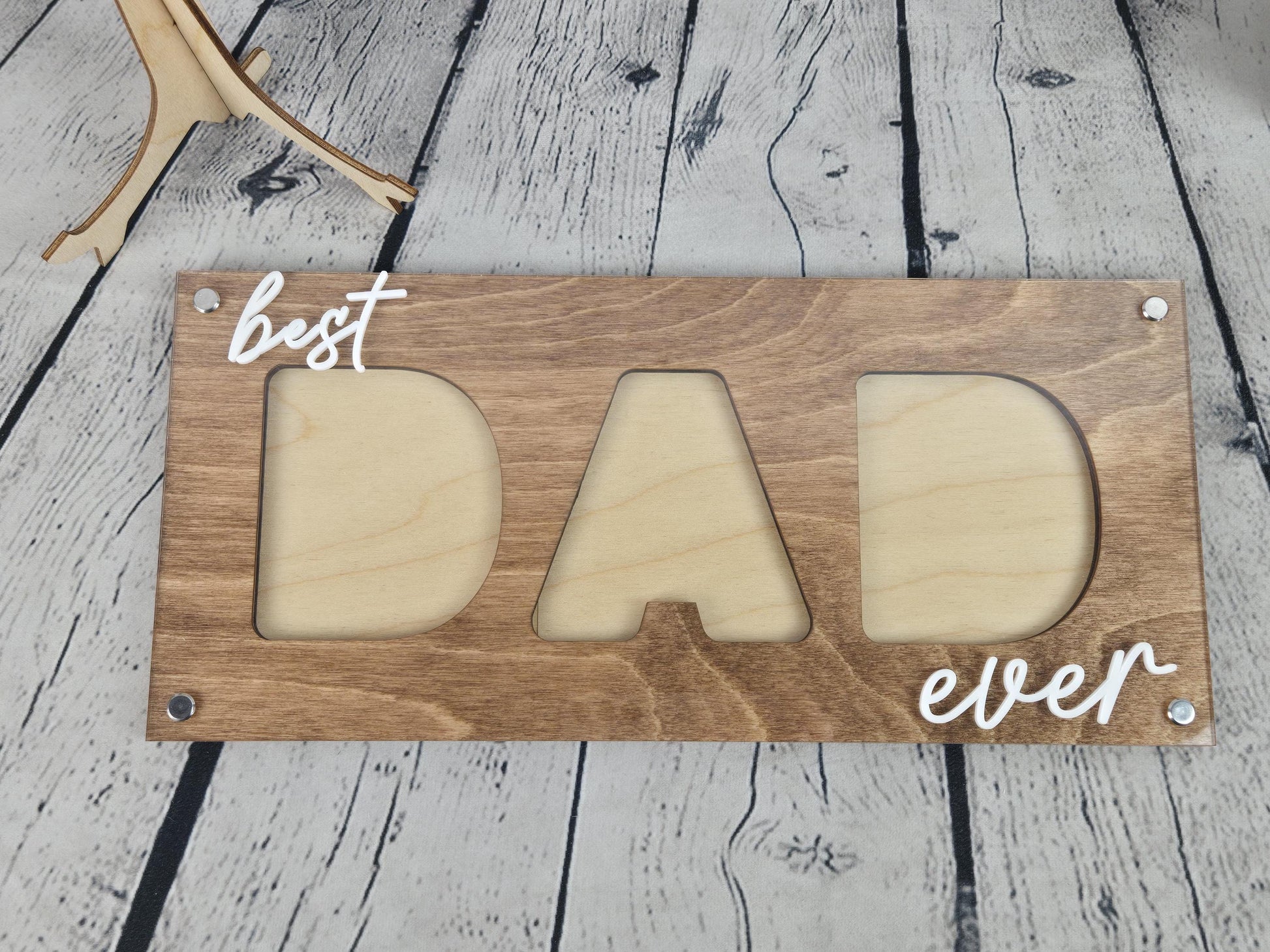 Best Dad Ever Picture Frame, Father’s Day Gift for Dad, 3 Photo Dad Frame, Personalized Wooden Dad Gift, New Dad Present, Gift from Kids
