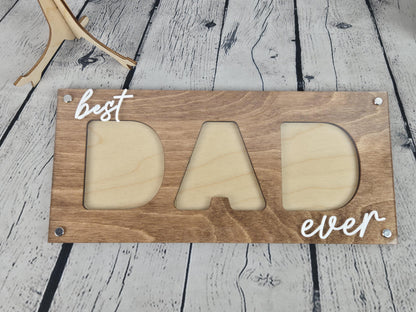Best Dad Ever Picture Frame, Father’s Day Gift for Dad, 3 Photo Dad Frame, Personalized Wooden Dad Gift, New Dad Present, Gift from Kids