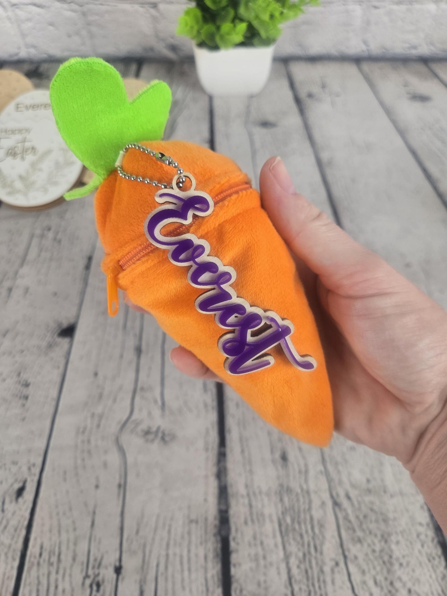 Personalized Bunny Rabbit: Plush Reversible Carrot Keychain, Custom Stuffed Animal Keychain, Easter Gifts Easter Tag