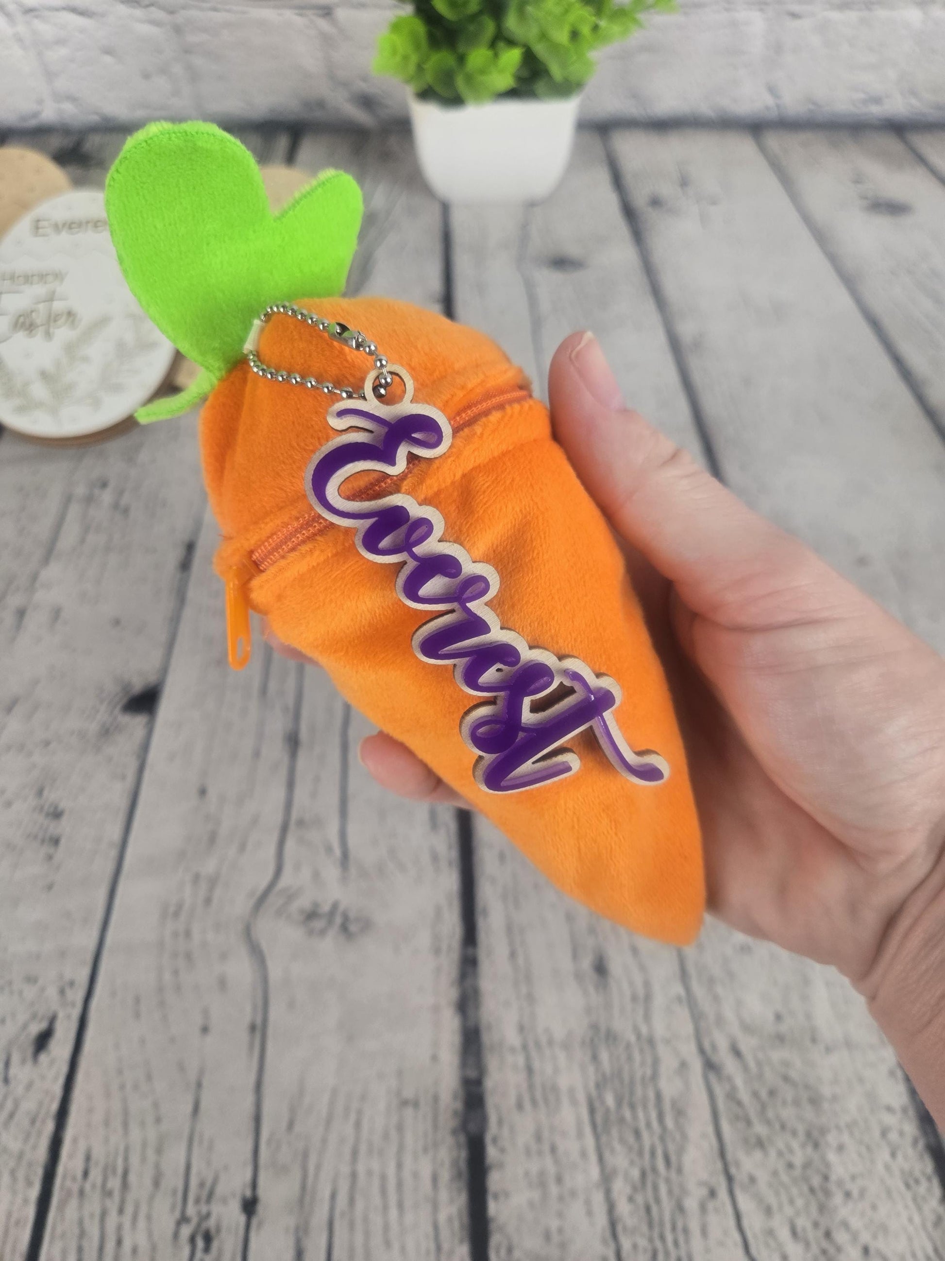 Personalized Bunny Rabbit: Plush Reversible Carrot Keychain, Custom Stuffed Animal Keychain, Easter Gifts Easter Tag