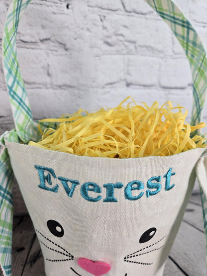 Bunny Face Personalized Easter Treat Bag, Boy Easter, Girl Easter Basket, Kids Easter Basket, Easter Gift, Personalized Easter Basket