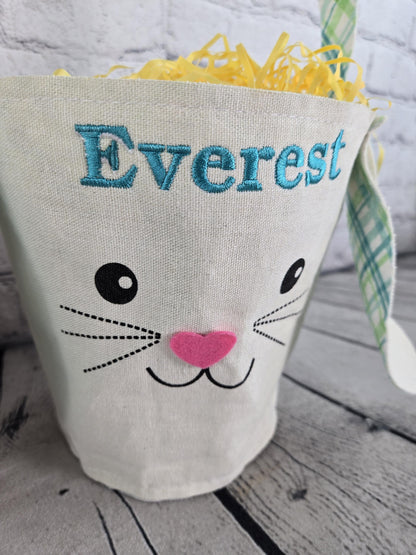 Bunny Face Personalized Easter Treat Bag, Boy Easter, Girl Easter Basket, Kids Easter Basket, Easter Gift, Personalized Easter Basket