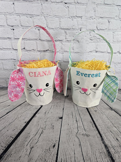 Bunny Face Personalized Easter Treat Bag, Boy Easter, Girl Easter Basket, Kids Easter Basket, Easter Gift, Personalized Easter Basket