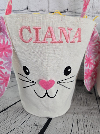 Bunny Face Personalized Easter Treat Bag, Boy Easter, Girl Easter Basket, Kids Easter Basket, Easter Gift, Personalized Easter Basket