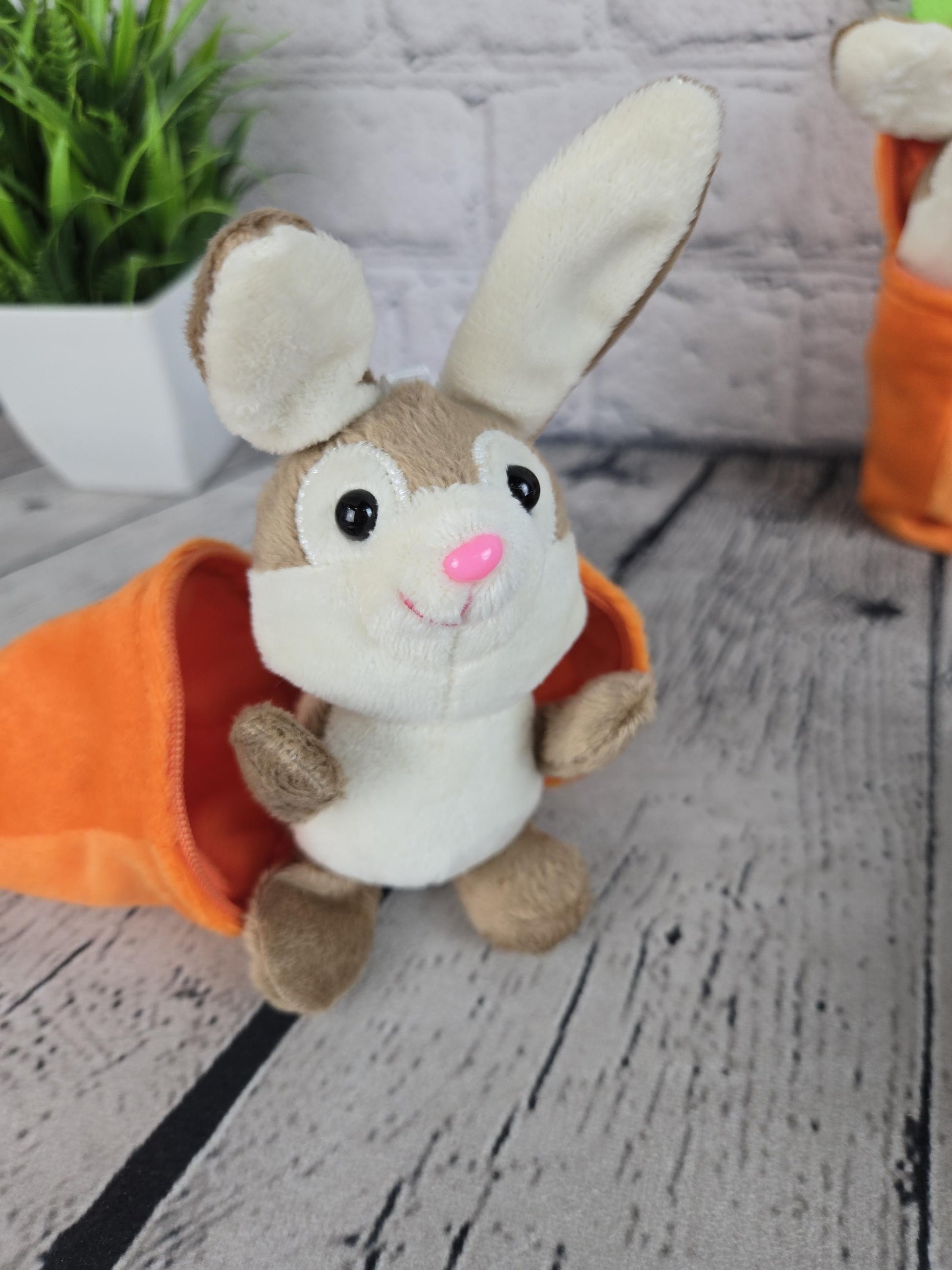 Personalized Bunny Rabbit: Plush Reversible Carrot Keychain, Custom Stuffed Animal Keychain, Easter Gifts