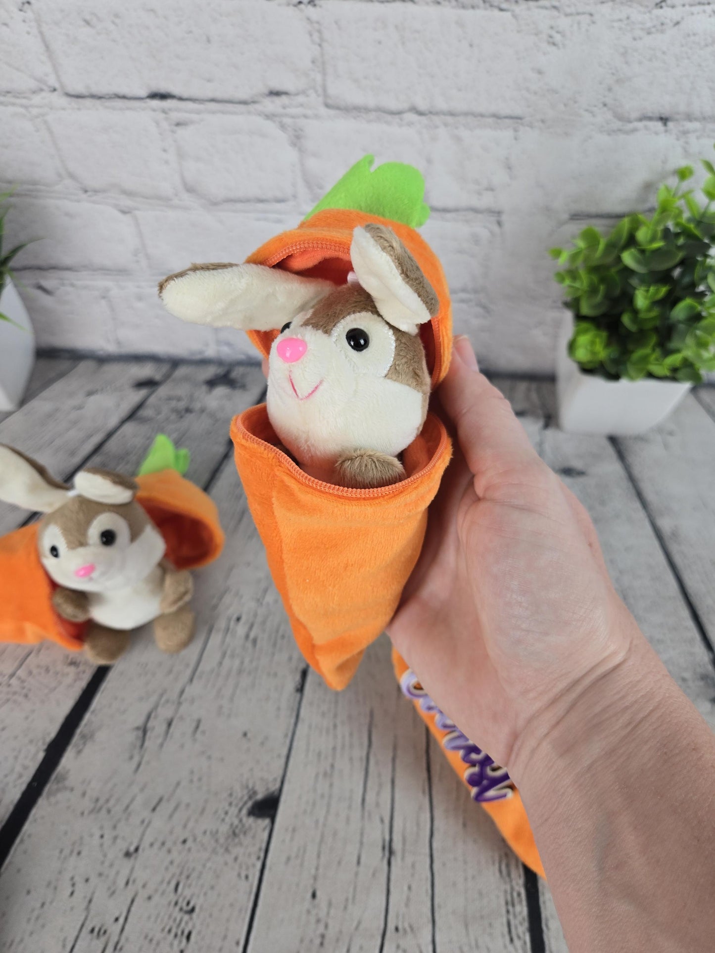 Personalized Bunny Rabbit: Plush Reversible Carrot Keychain, Custom Stuffed Animal Keychain, Easter Gifts