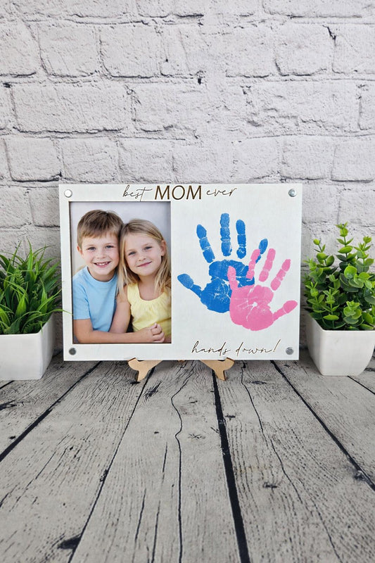 Best Mom Ever Frame, Kids Handprint Gift for Mom, Personalized Mother’s Day Gift, DIY Handprint Frame, Mom Keepsake Gift