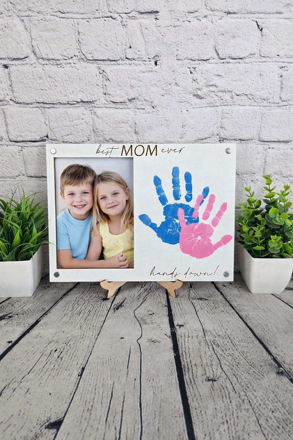 Best Mom Ever Frame, Kids Handprint Gift for Mom, Personalized Mother’s Day Gift, DIY Handprint Frame, Mom Keepsake Gift