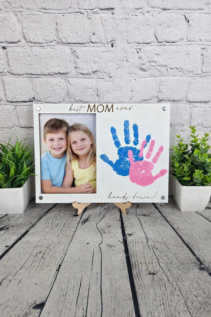 Best Mom Ever Frame, Kids Handprint Gift for Mom, Personalized Mother’s Day Gift, DIY Handprint Frame, Mom Keepsake Gift