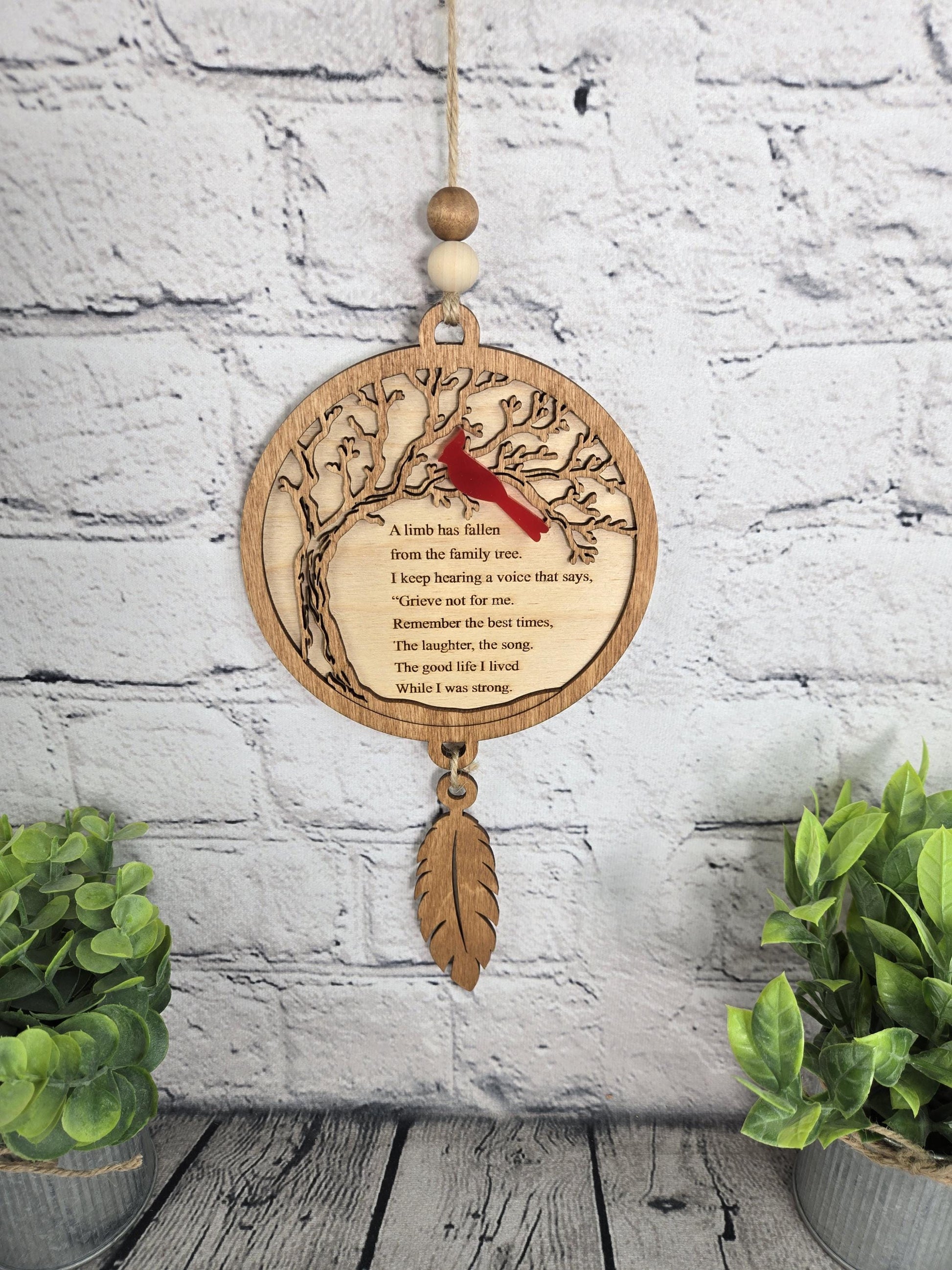 personalized memorial ornament cardinal wood engraved sympathy gift loss of loved one remembrance ornament