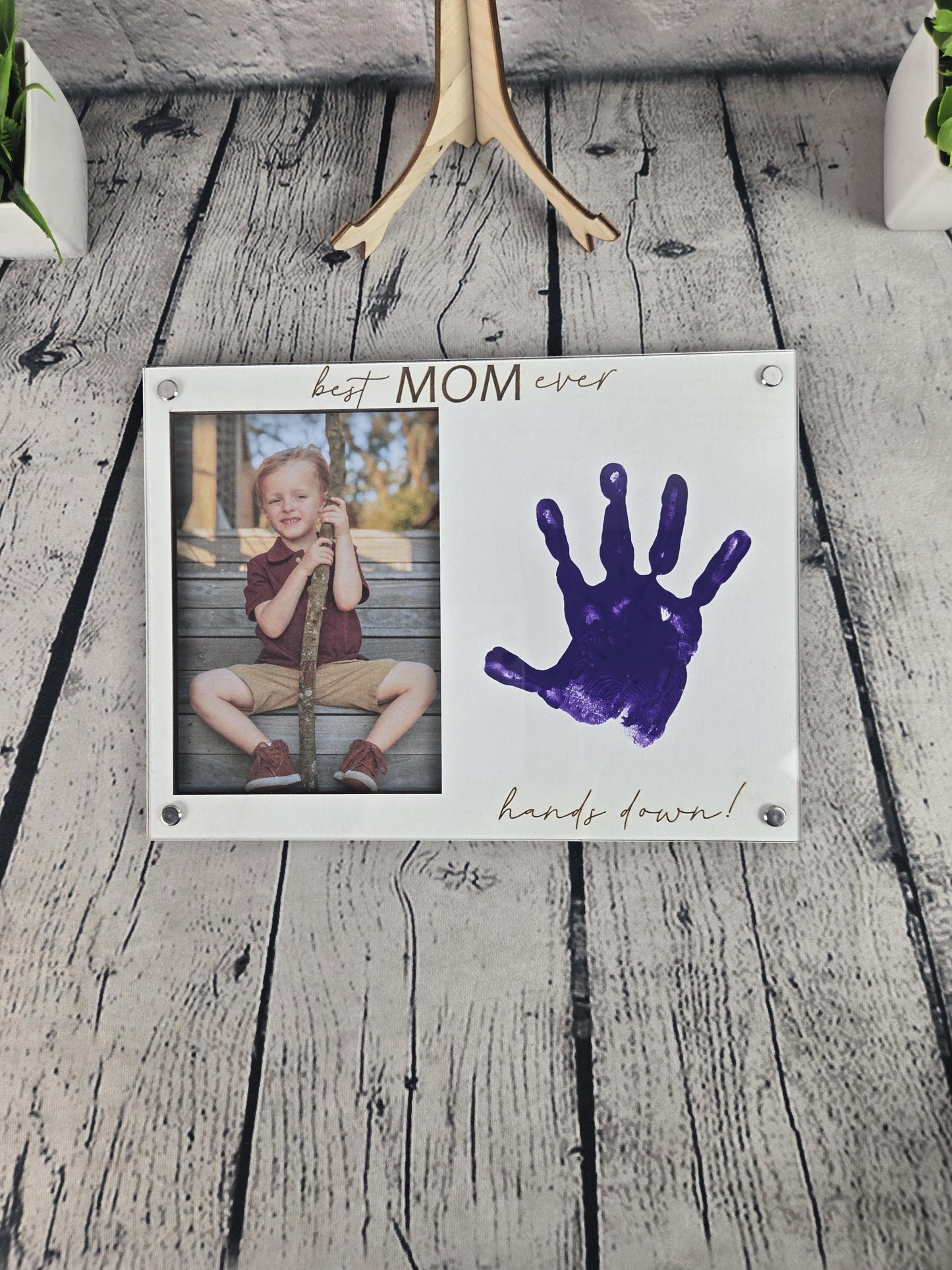 Best Mom Ever Frame, Kids Handprint Gift for Mom, Personalized Mother’s Day Gift, DIY Handprint Frame, Mom Keepsake Gift