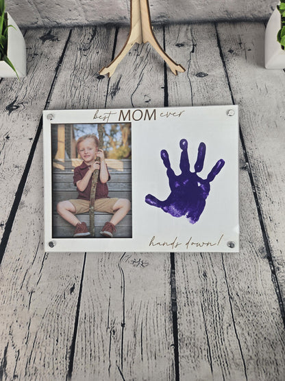 Best Mom Ever Frame, Kids Handprint Gift for Mom, Personalized Mother’s Day Gift, DIY Handprint Frame, Mom Keepsake Gift