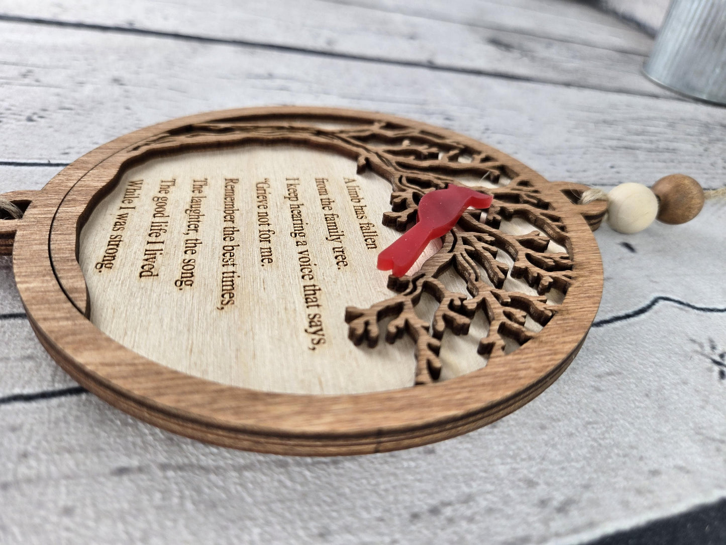 memorial ornament hanging display cardinal remembrance gift sympathy decor loss of loved one keepsake