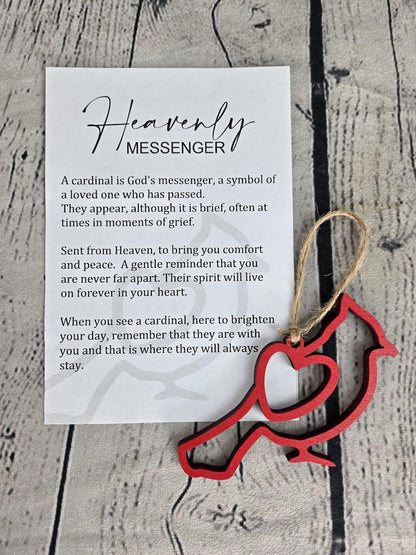 Cardinal Ornament, Heavenly Messenger Memorial Gift, Sympathy Ornament, Memorial Keepsake