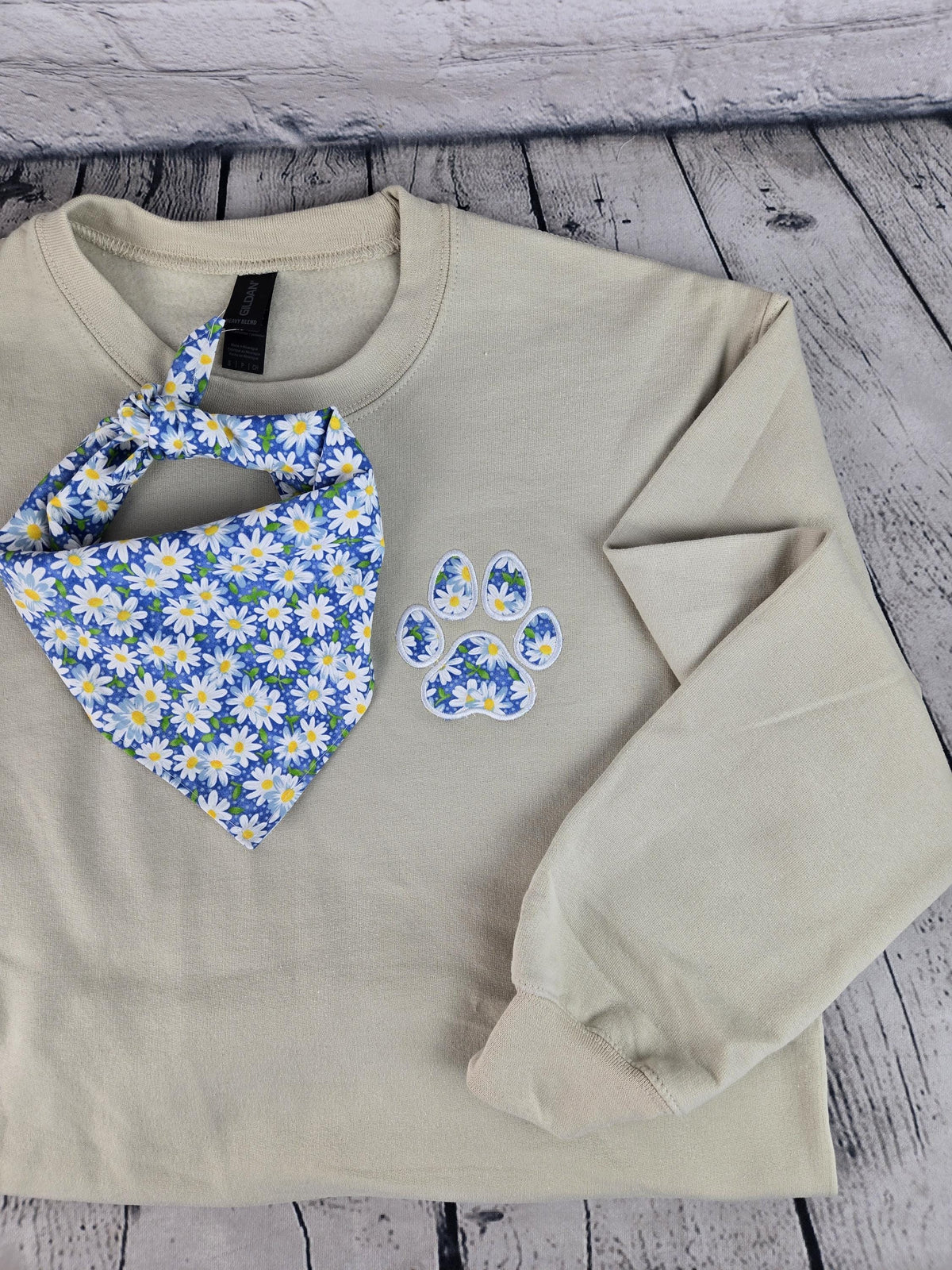 Personalized Dog Bandana & Paw Print Sweatshirt Set