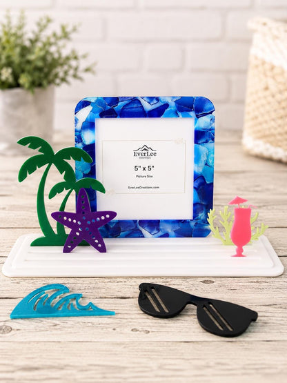 Interchangeable Picture Frame Refill Set | Seasonal Frame & Charms | Holiday Decor | Fits EverLee Display Base | No Base Included