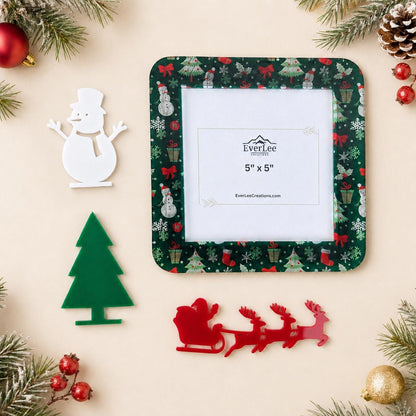 custom picture frame, interchangeable picture frame, personalized picture frame, christmas deocr, christmas frame