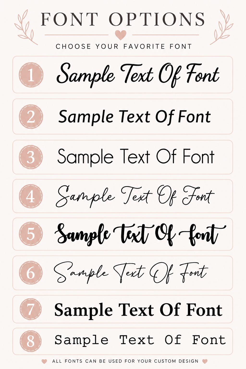 font options for personalized picture frame