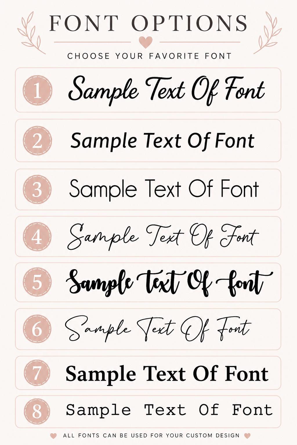 font options for personalized picture frame