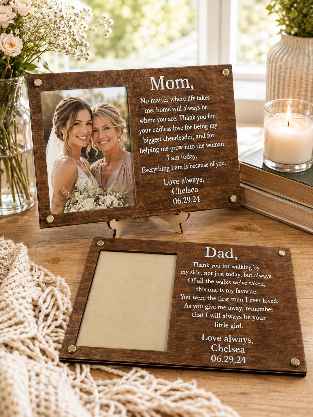 mother of the bride picture frame, father of the bride picture frame, personalized wedding gift, parents of the bride