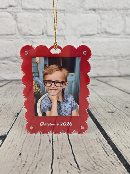 Personalized Christmas Photo Ornament, Custom Picture Frame Ornament, Christmas Keepsake Gift