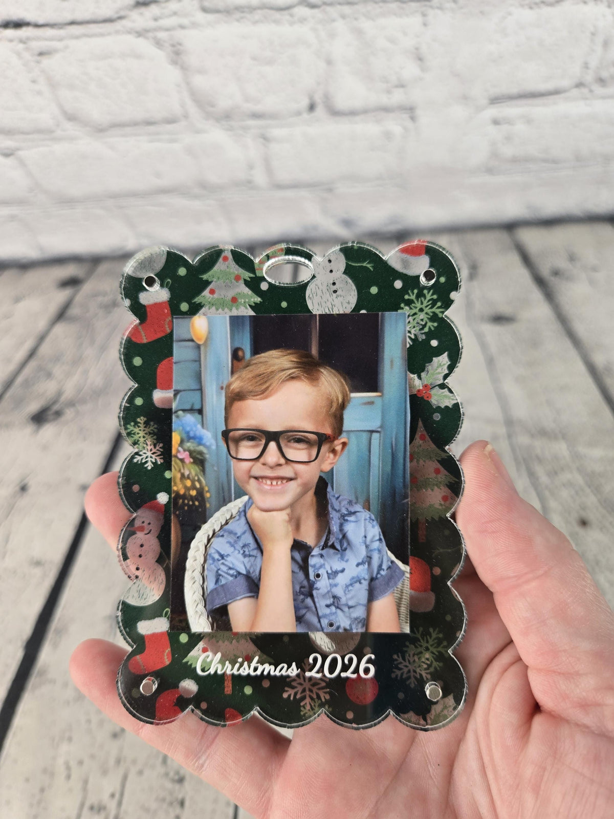 Personalized Christmas Photo Ornament, Custom Picture Frame Ornament, Christmas Keepsake Gift