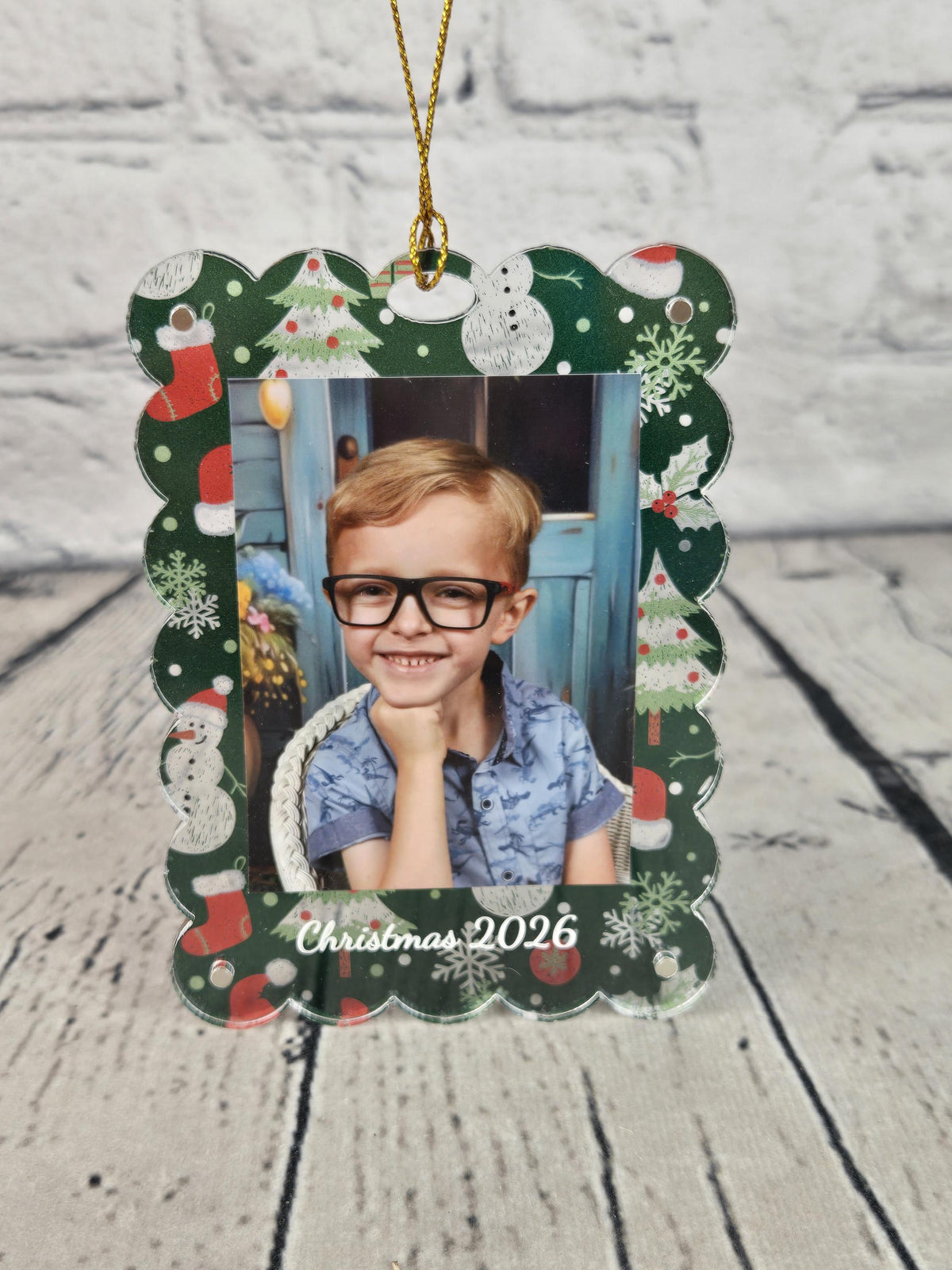 Personalized Christmas Photo Ornament, Custom Picture Frame Ornament, Christmas Keepsake Gift