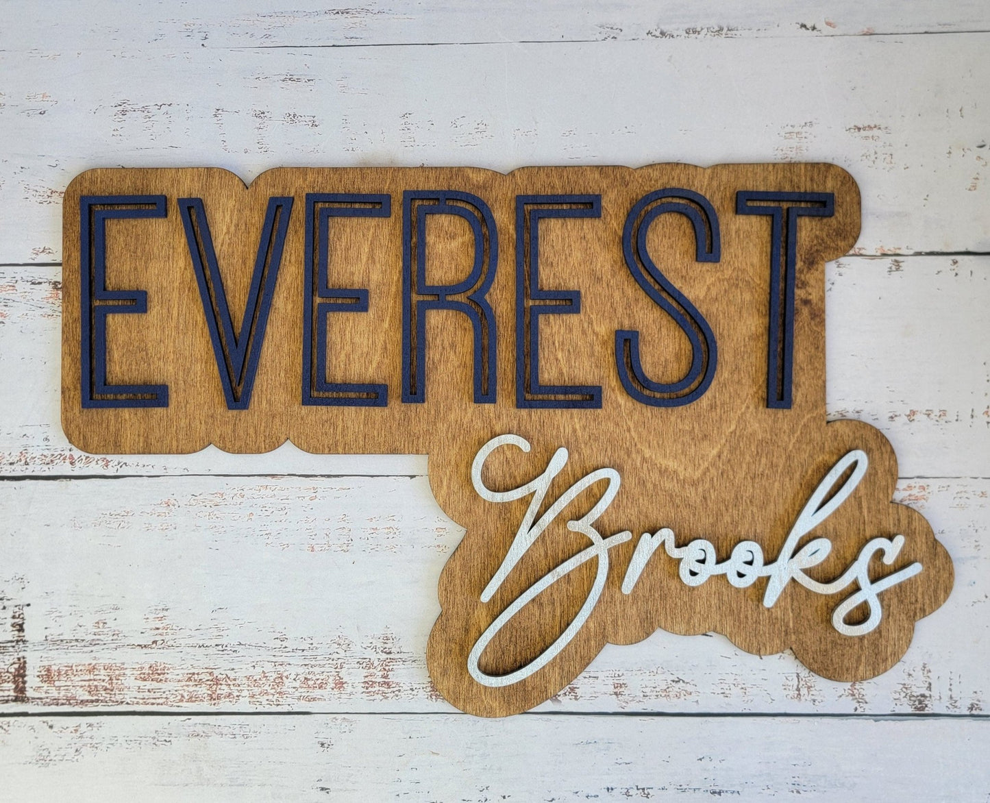 Large wood name sign, nursery name sign, girl name sign, above crib name sign, layered baby name sign, boy name sign, cut out sign - EverLee Creations