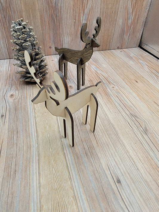Mini Reindeer Decor | Christmas Village | Tiered Tray Decor| Deer Puzzle - EverLee Creations