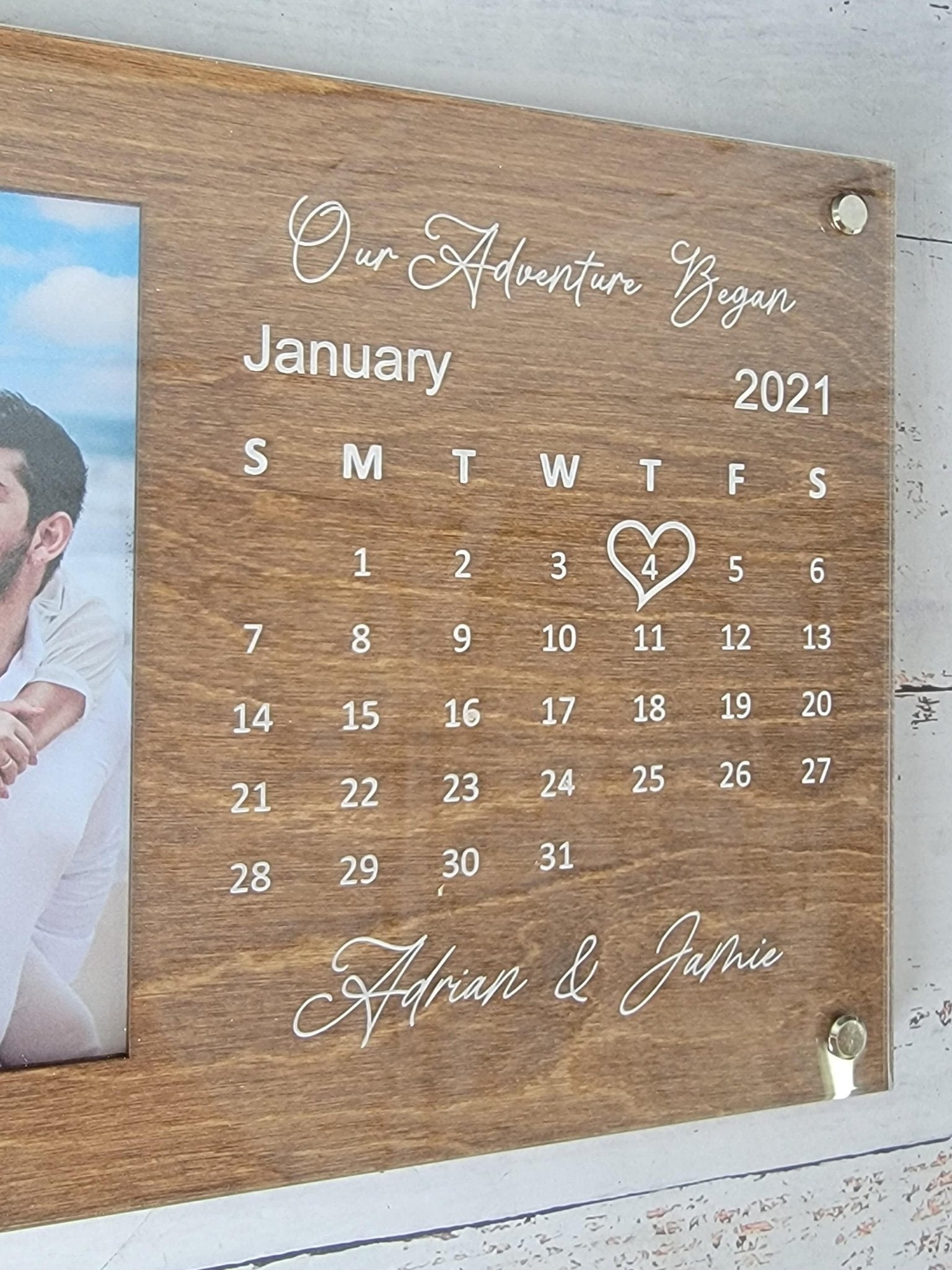 Personalized Couples Picture Frame with Calendar - EverLee Creations