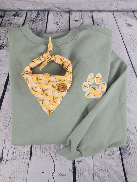 Personalized Dog Bandana With Matching Paw Print Sweatshirt - EverLee Creations